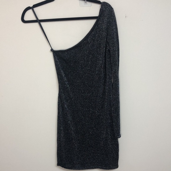 Bcbgmaxazria Inya One Shoulder Sparkle Dress Black‎ Small - Picture 6 of 10